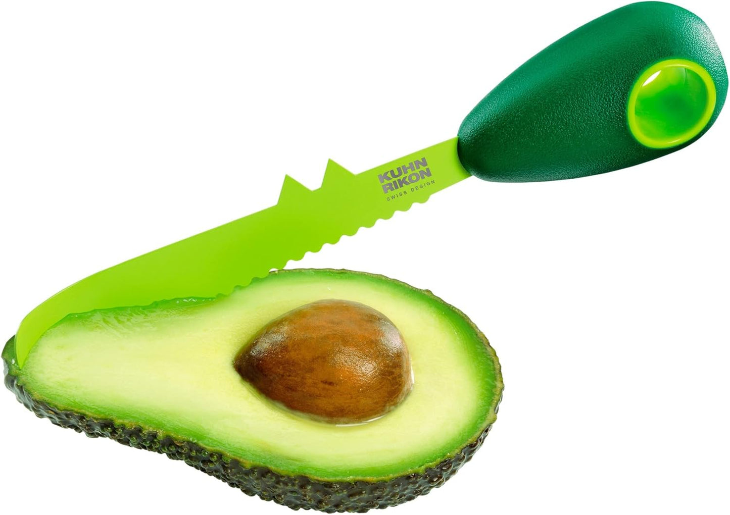 Kuhn Rikon 3-in-1 Avocado Knife with Non-Stick Coating, 7.25 inch/18.42 cm, Green