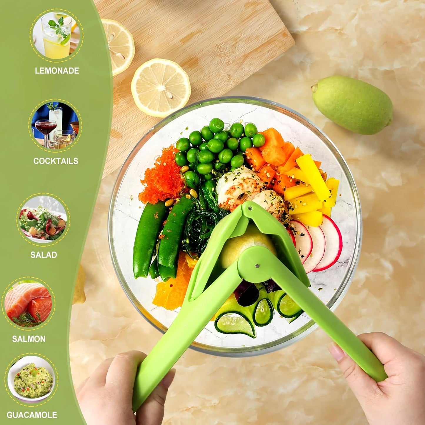 Lemon Squeezer, Effortless Manual Flat Lime Juicer Squeezer, Hand Citrus Press, Folds Design For Saving Space Storage, Easy to Make Juice From Lemon, Lime, Cirtus, Orange, Fruits