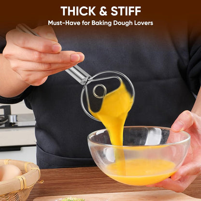 Maxjoy Danish Dough Whisk Wooden Dutch Bread Mixer with Stainless Steel Hook for Sourdough Baking Hand Tool