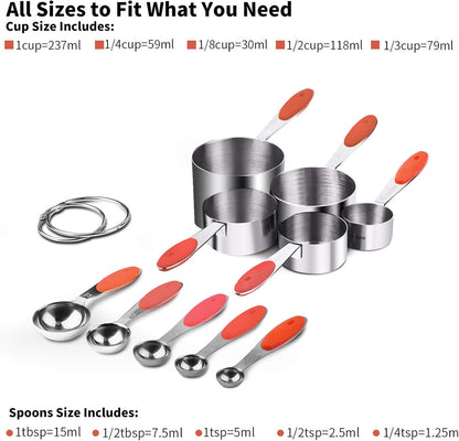 Measuring Cups : U-Taste 18/8 Stainless Steel Measuring Cups and Spoons Set of 10 Piece, Upgraded Thickness Handle(Black)