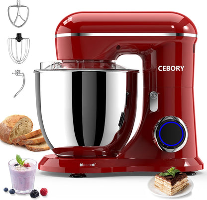 CEBORY 3-IN-1 Electric Stand Mixer, 6.5QT Bowl 660W 10-Speed Kitchen Mixer, Household Food Mixers include Dough Hook, Beater and Whisk, Bread Cake Mixer for Baking and Most Home Cooks, Pink
