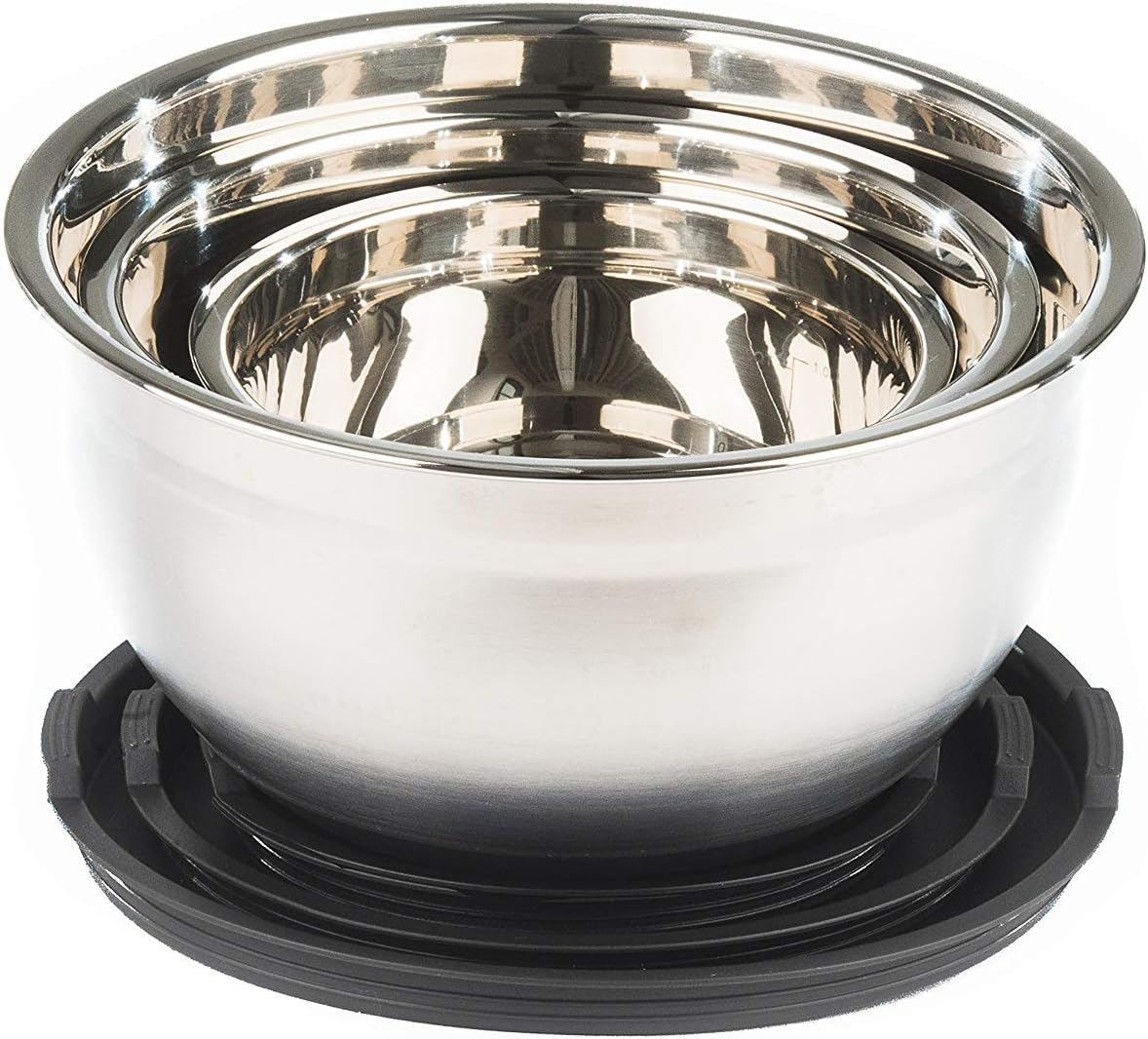 Stainless Steel Mixing Bowls with Lids and Non Slip Bases (Set of 5, Red)
