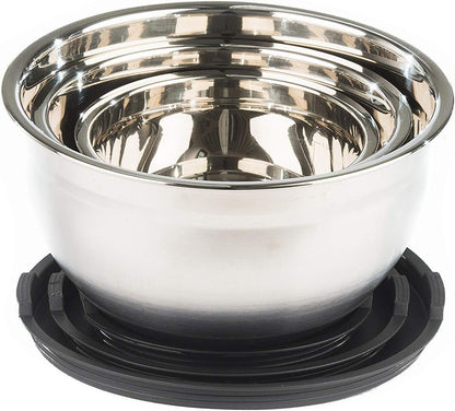 Stainless Steel Mixing Bowls with Lids and Non Slip Bases (Set of 5, Red)