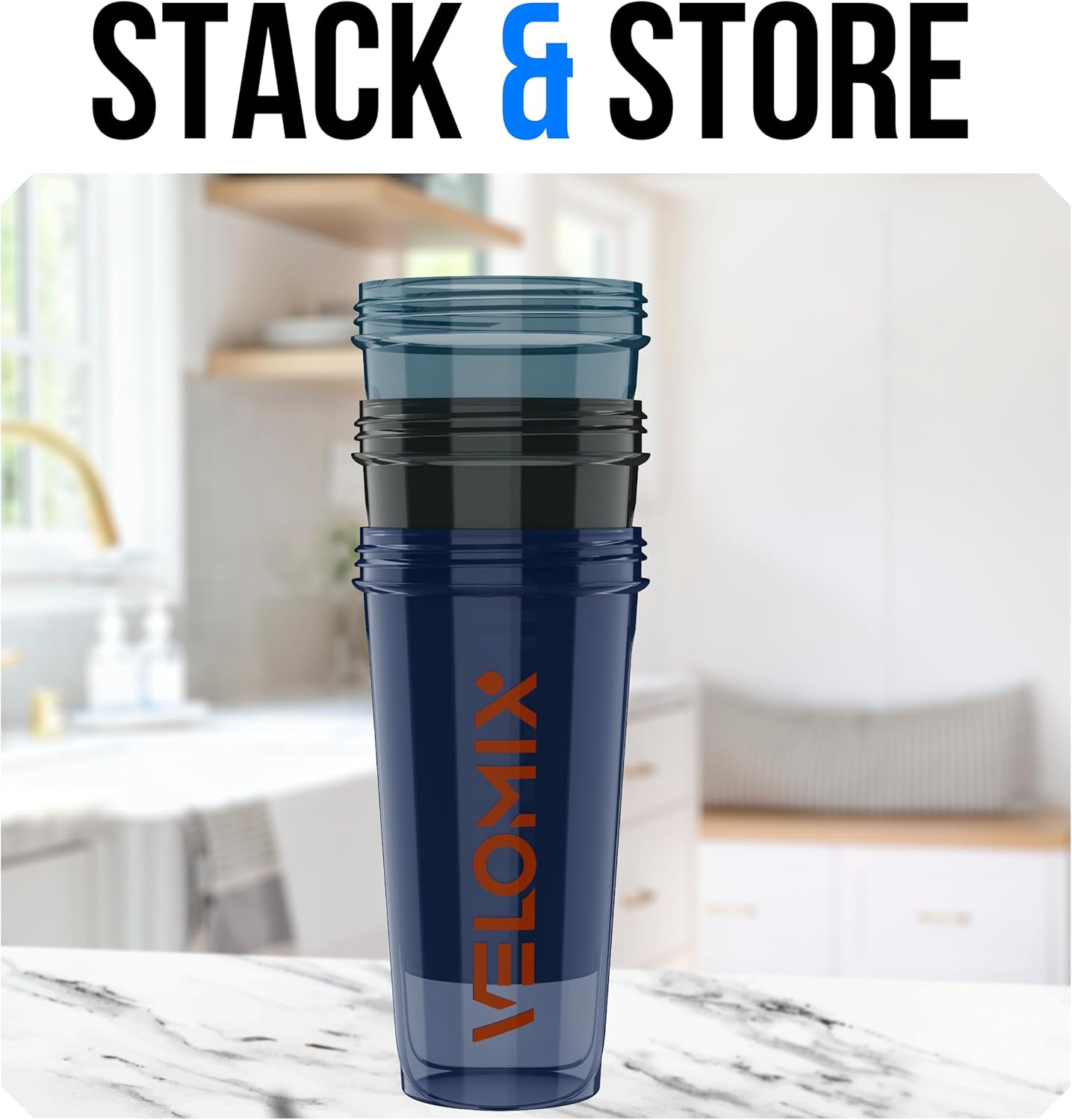 VELOMIX -2 Pack- 28 oz Protein Shaker Bottles for Protein Mixes - 2x Wire Whisk | Leak Proof Shaker Cups for Protein Shakes | Protein Shaker Bottle Pack (Black/Transparent)