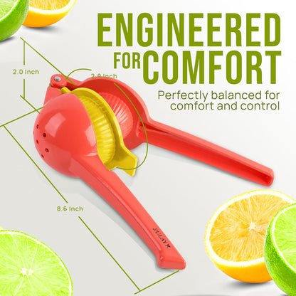 Zulay Kitchen Metal 2-in-1 Lemon Squeezer - Sturdy Max Extraction Hand Juicer Lemon Squeezer Gets Every Last Drop - Easy to Clean Manual Citrus Juicer - Easy-Use Lemon Juicer Squeezer - Yellow/Green