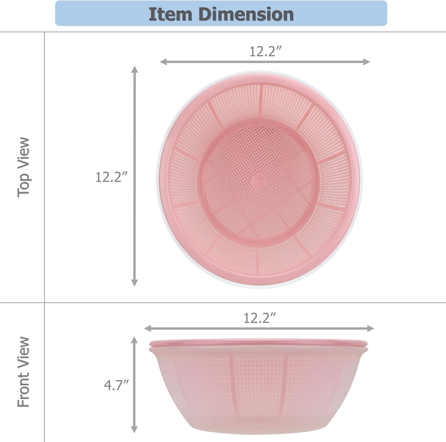 EIKS Plastic Water Basin with Strainer Basket for Washing Draining Vegetables Fruit Grains Salad Cooing Preparation in Home Kitchen