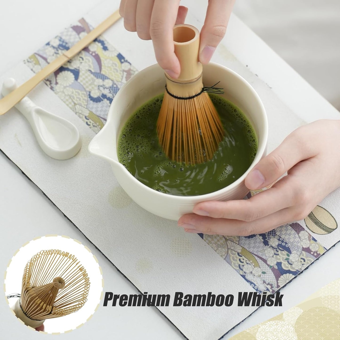 Clay&Fire Matcha Whisk Set, 9 pcs Ceramic Matcha Set, Gifts for Women,Matcha Bowl with Spout and Whisk, Matcha Kit for Matcha Lovers, Gift Mother's Day, Birthday, Anniversary