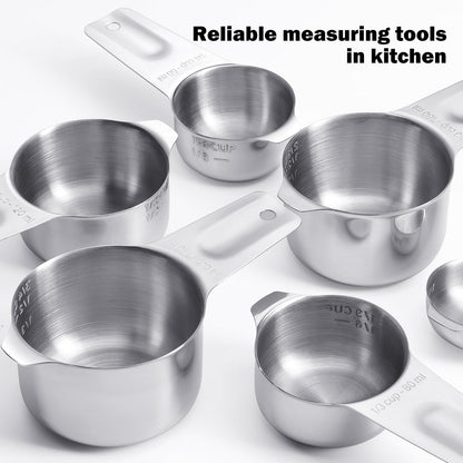 20PCS Measuring Cups and Spoons Set, Stainless Steel Stackable Nesting Measuring Set with Leveler for Baking, Cooking, Dry & Liquid Ingredients