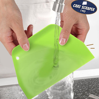 Teenitor Cake Scraper Cake Smoother, 7 Pcs Dough Scraper Bowl Scraper Cake Cutter Cake Spatula Bench Scraper Kitchen Plastic Scraper Tool Cake Decorating Kit