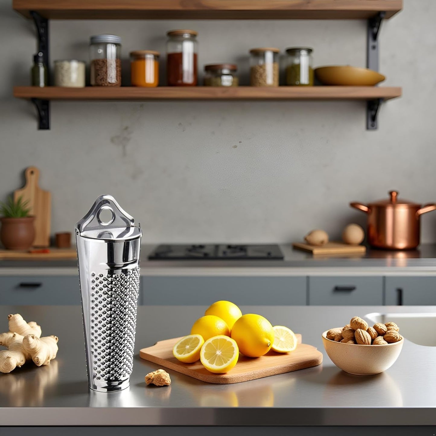 Silver Multifunctional Kitchen Stainless Steel Ginger Garlic Nutmeg Grater Nut Walnut Lemon Hand Planer Tool Lemon ZesterDurable and Professional Kitchen Tool Garlic Tools