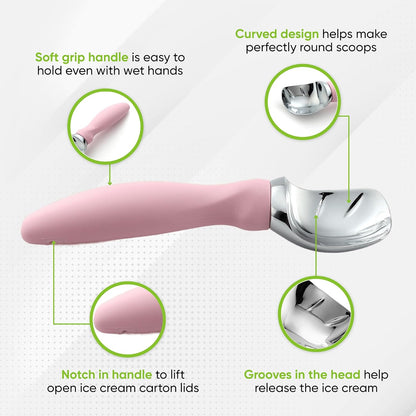 Spring Chef Heavy Duty Ice Cream Scoop with Comfortable Handle - Professional Ice Cream Scooper for Gelato, Sorbet, Cookie Dough, Melon, Frozen Yogurt - Dishwasher Safe Metal Kitchen Tool - Black