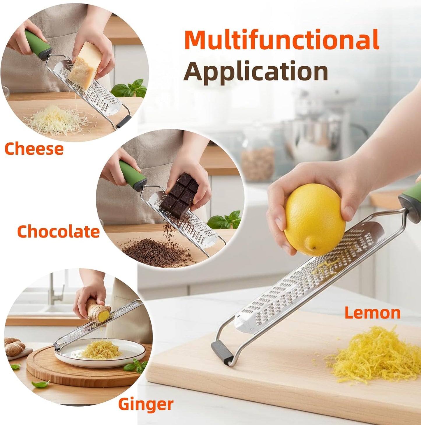 12.2" Cheese Grater, Heavy Duty 304 Stainless Steel Paddle Grater for Kitchen, Handheld Dual-Sided Coarse & Fine Shredder for Block Cheese, Nutmeg, Lemon, Ginger, Chocolate, Dishwasher Safe