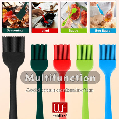 Walfos 600°F Heat Resistant Silicone Basting Brushes BPA Free Pastry Brush, Spread Oil Butter Sauce for BBQ Grill Baking Kitchen Cooking, Dishwasher Safe (2 SIZE)
