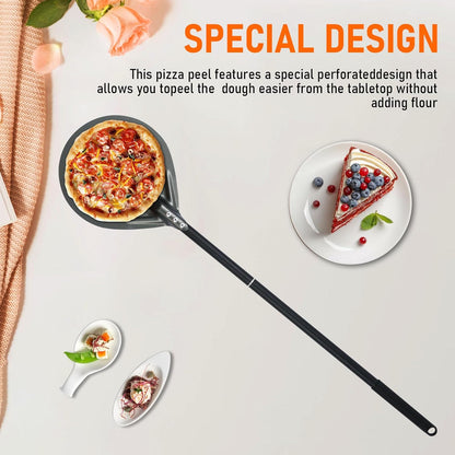 Perforated Pizza Peels 6 INCH pizza spatula paddle Long Handle Metal Pizza Spatula for Indoor and Outdoor (6 Inch)
