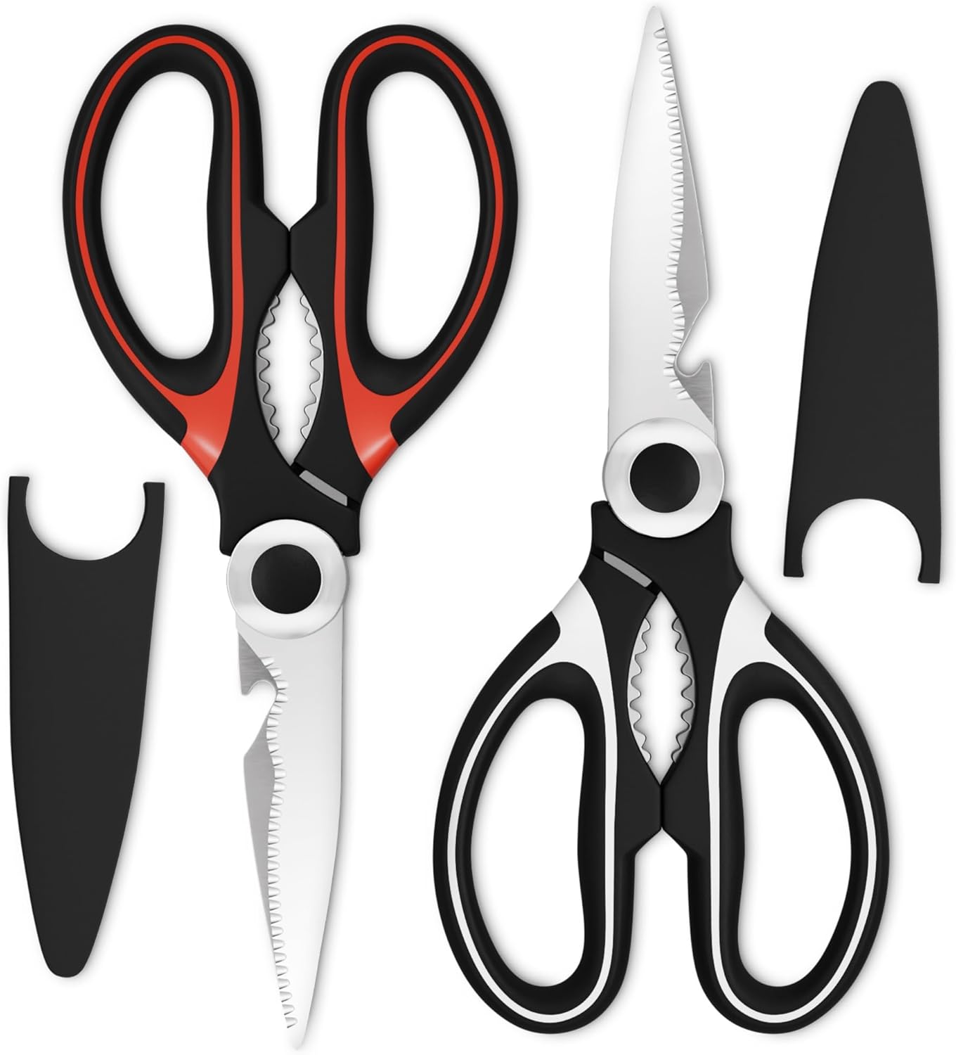 2 in 1 Kitchen Scissors for Food – Stainless Steel Blade & Plastic Cutting Board Scissors with Safety Lock | 9.5" Tomato Knife, Fruit & Vegetable Cutter – Easy-to-Use Kitchen Shears for Meat, Cheese