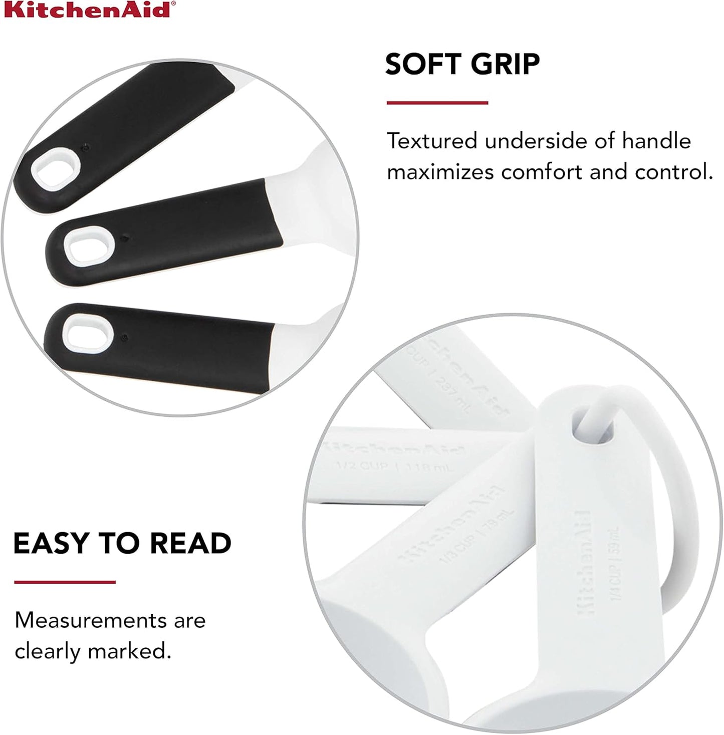 KitchenAid Universal Easy To Read Measuring Cup and Spoon Set with Soft Grip Handle for Maximum Control, Hang Hole and Nesting For Easy Storage, Dishwasher Safe, 9 Piece, Pistachio