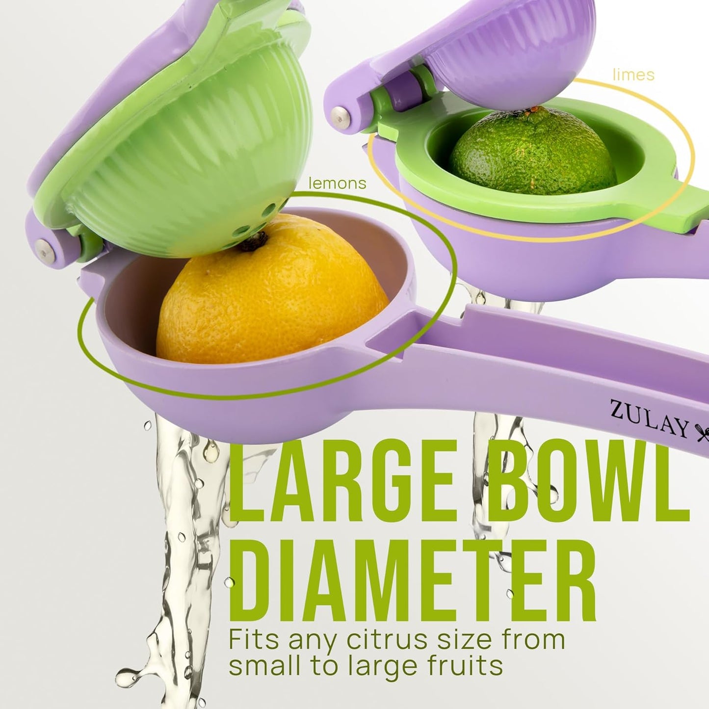 Zulay Kitchen Metal 2-in-1 Lemon Squeezer - Sturdy Max Extraction Hand Juicer Lemon Squeezer Gets Every Last Drop - Easy to Clean Manual Citrus Juicer - Easy-Use Lemon Juicer Squeezer - Yellow/Green