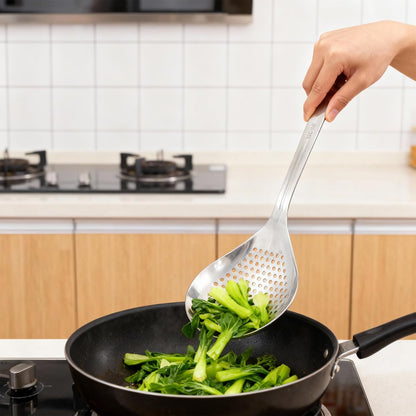 14.2 Inch Large Stainless Steel Skimmers Ladle Spoon Spider Strainer, Skimmer Slotted Spoon, Skimmer Spoons with Hanging Holes for Kitchen Cooking, Frying and Draining