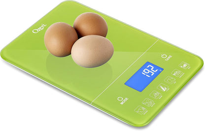 Ozeri Touch III Digital Kitchen Scale with Calorie Counter, 22 lbs (10 kg), Calla Green