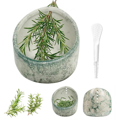 Pottery Herb Stripper Bowl Ceramic Set for Kale, Thyme, Basil, Rosemary Stripper