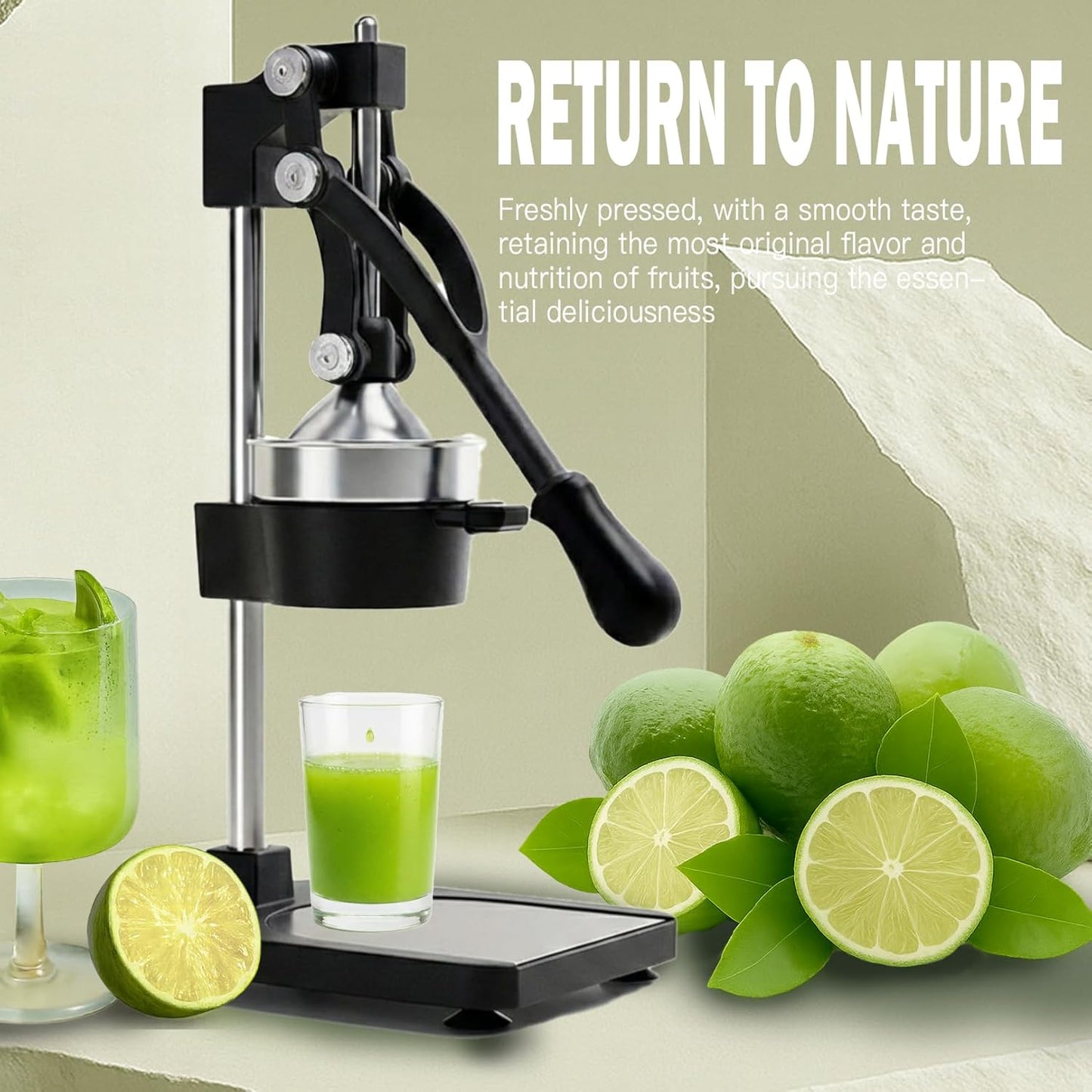 Cast Iron Juicer Hand Press – Heavy Duty Manual Citrus Juicer, Professional Orange Press, Stainless Steel Lemon Squeezer & Lime Juice Extractor (gray)