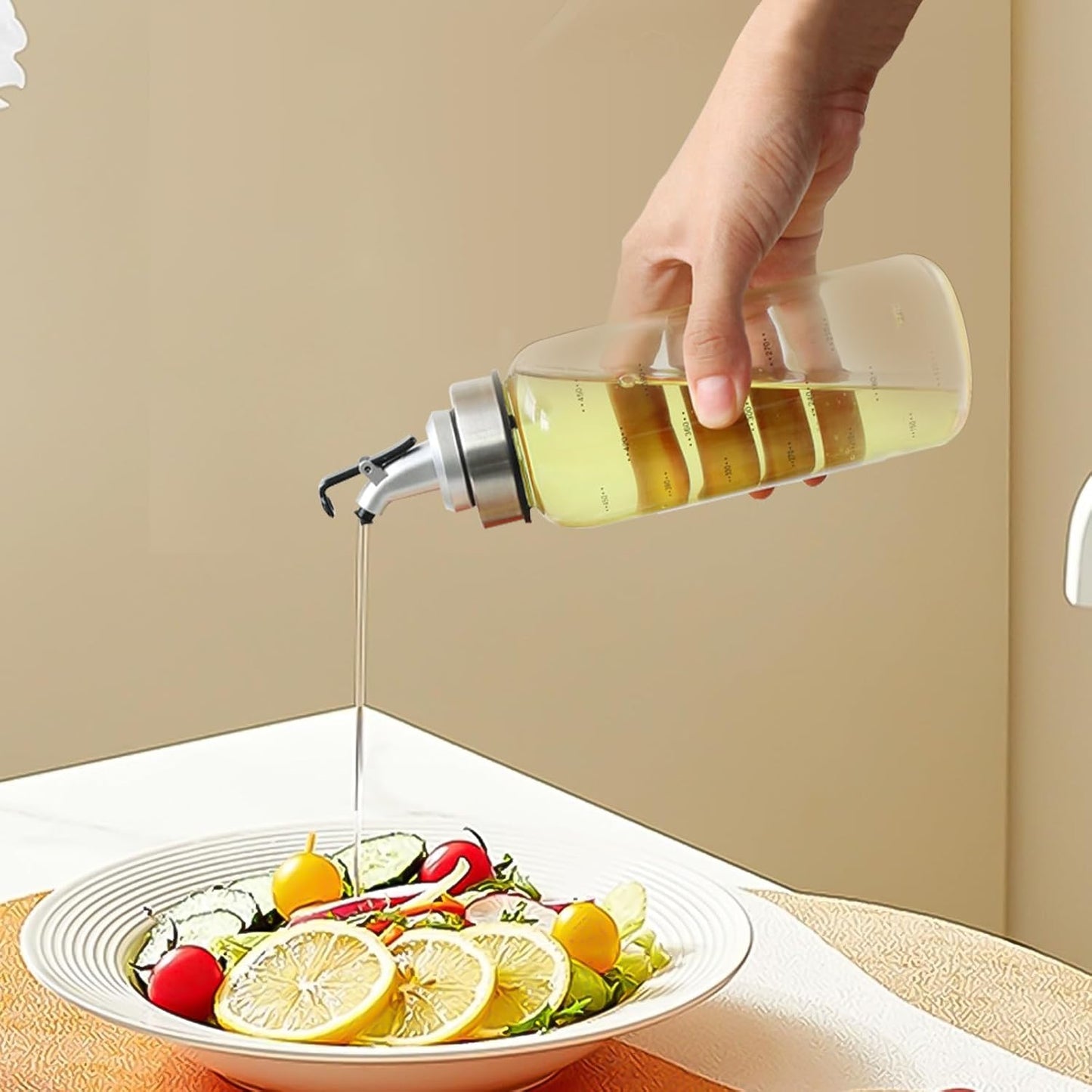 Olive Oil Dispenser Bottle, Syrup & Vinegar Glass Pour Bottles for Kitchen, Cooking Soy Sauce Dispenser, Cruet Salad Dressing Shaker Bottle Container, 7 oz (200ml)
