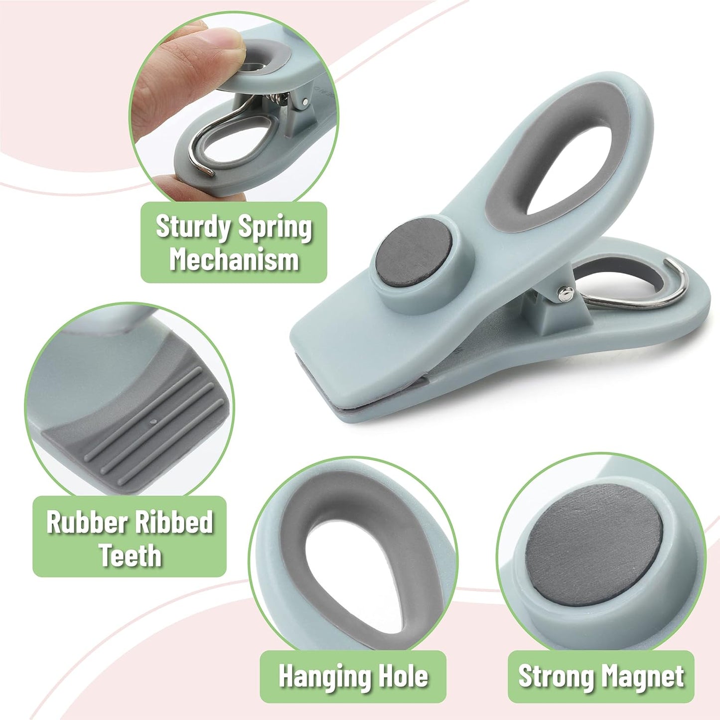 Mr. Pen- Magnetic Chip Clips, 6 Pack, Airtight Seal Reusable Bag Closers for Food Storage, Snacks, Bread & Kitchen Organization, Strong Plastic Clips for Refrigerator Use
