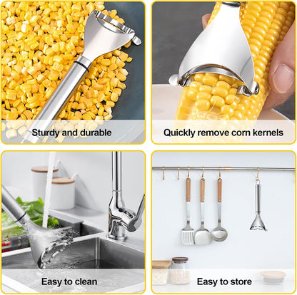 2 Pcs Stainless Steel Corn Peeler and Stripper Tool Set, Corn Stripper Cob Stripper Tool,Corn Stripper for Corn on the Cob Remover Tool，Corn Thresher with Ergonomic Handle，Kitchen Gadget