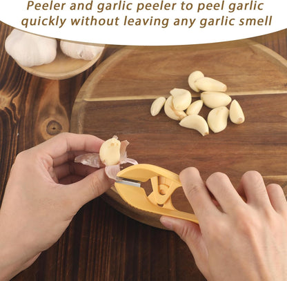 2pcs Garlic Peeler, 2025 New Garlic Tweezers with Hanging Hole Manual Peeling Clips Simple Easy Multipurpose Kitchen Tools for Avoiding Smell on Your Hands (Orange)