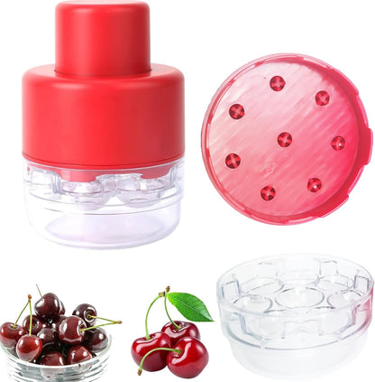 Cherry Pitter Tool - 8 in 1 Multiple Cherry Seed Remover, Cherry Picker Tool with 8 Individual Holes, Red ABS Material Cherry Pitter