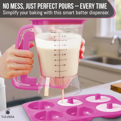 Pancake Batter Dispenser | 5-Cup Mix Pourer for Pancakes, Waffles, Crepes, Muffins, Cupcakes | Squeeze Handle, Portion Control Pitcher, Durable Drip-Free Design | Baking Accessories (Original Black)
