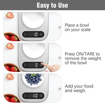 Food Scale, 11lb Kitchen Scale with 6 Units Tare Function & Backlit LCD, Precise 1g Stainless Steel Digital Scale, Hanging Design for Baking, Cooking, Healthy Eating and Meal Prep (Batteries Included)