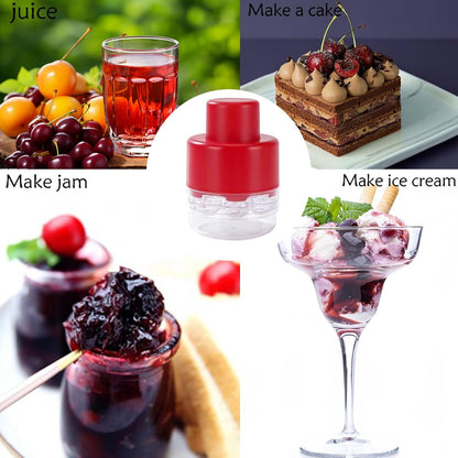 Cherry Pitter Tool,7-Hole Adjustable Fruit Seed Remover with Push-Down Design, Portable for Kitchen, Bakery & Fruit (White)