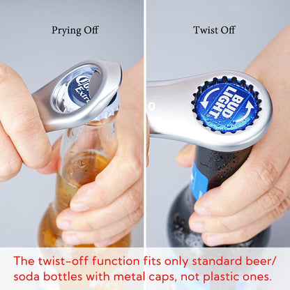 KITCHENDAO Magnetic Beer Bottle Opener for Refrigerator, Twist-off/Pry-off Opener, Pop-can Opener, Heavy Duty Steel Die-Cast Construction with Magnets, Stick to Fridge for Easy Storage, Gift for Men