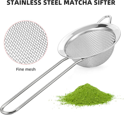 Matcha Whisk Set - Premium Complete Ceremonial Grade Matcha Set with Bamboo Whisk, Matcha Bowl with Spout, Scoop, Sifter & Holder - Authentic Japanese Tea Kit for Traditional Tea Preparation