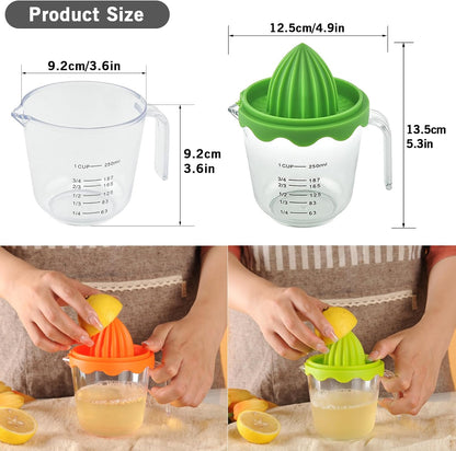 Citrus Orange Juicer, Lemon Manual Hand Squeezer Lime Press Anti-Slip Lid Rotation Reamer with Strainer and Container…