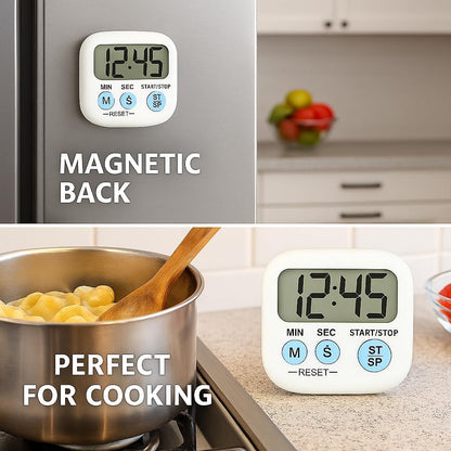Digital Kitchen Timer for Cooking with Loud Alarm, Magnetic Countdown Timer, Large Display Big Digits Easy to Read, Count Up Stopwatch Timer for Baking Oven Kitchen Kids Classroom