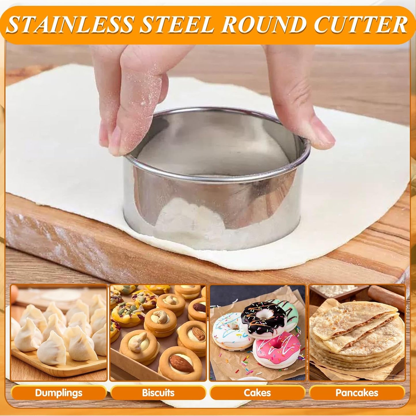 Wooden Rolling Pins for Baking, Small Dough Roller with Handle, Stainless Steel Pastry Blender Set with Pizza Dough Roller Docker, Pastry Cutter, Dough Cutter, Baking Mat, for Home Kitchen Cooking