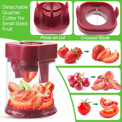 Small Fruit Cutter, Creative Strawberry & Grape Slicer, Quickly Making Fruit Vegetable Salad (Black)