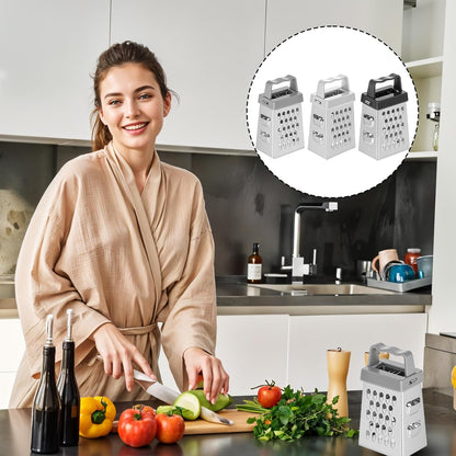 ElevateTech Mini Cheese Grater, 3 Pcs Stainless Steel Box Grater with Handle Professional Cheese Slicer Graters for Kitchen Slicer Cheeses Gingers Vegetable Dishwasher Safe (White)