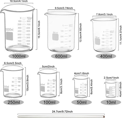 Graduated Glass Measuring Low Form Beaker Set (50ml+100ml+250ml)