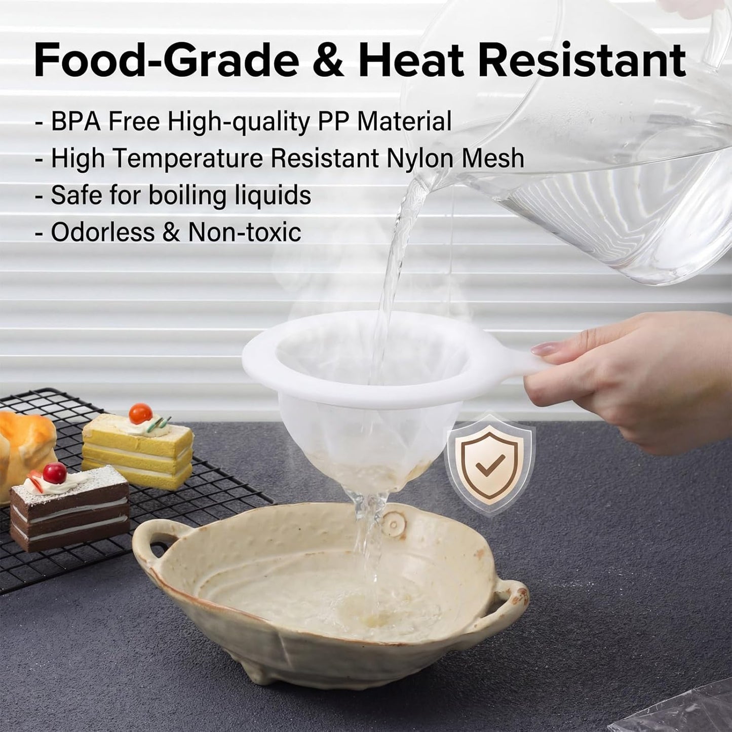 2 Pcs Fine Nylon Mesh Strainer, 200+400 Mesh Ultra Mesh Sieve Mini Kitchen Colander Food Yogurt Mesh Sieve for Filtering Yogurt Juice Milk Honey Coffee Flour