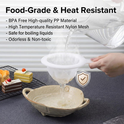 2 Pcs Fine Nylon Mesh Strainer, 200+400 Mesh Ultra Mesh Sieve Mini Kitchen Colander Food Yogurt Mesh Sieve for Filtering Yogurt Juice Milk Honey Coffee Flour
