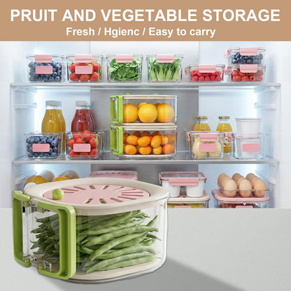Fruit Vegetable Drain Basket Washing Bowl with Strainer, Multifunctional Produce Washer, Berry Container, Lettuce Keeper for Fridge Refrigerator Kitchen Organization