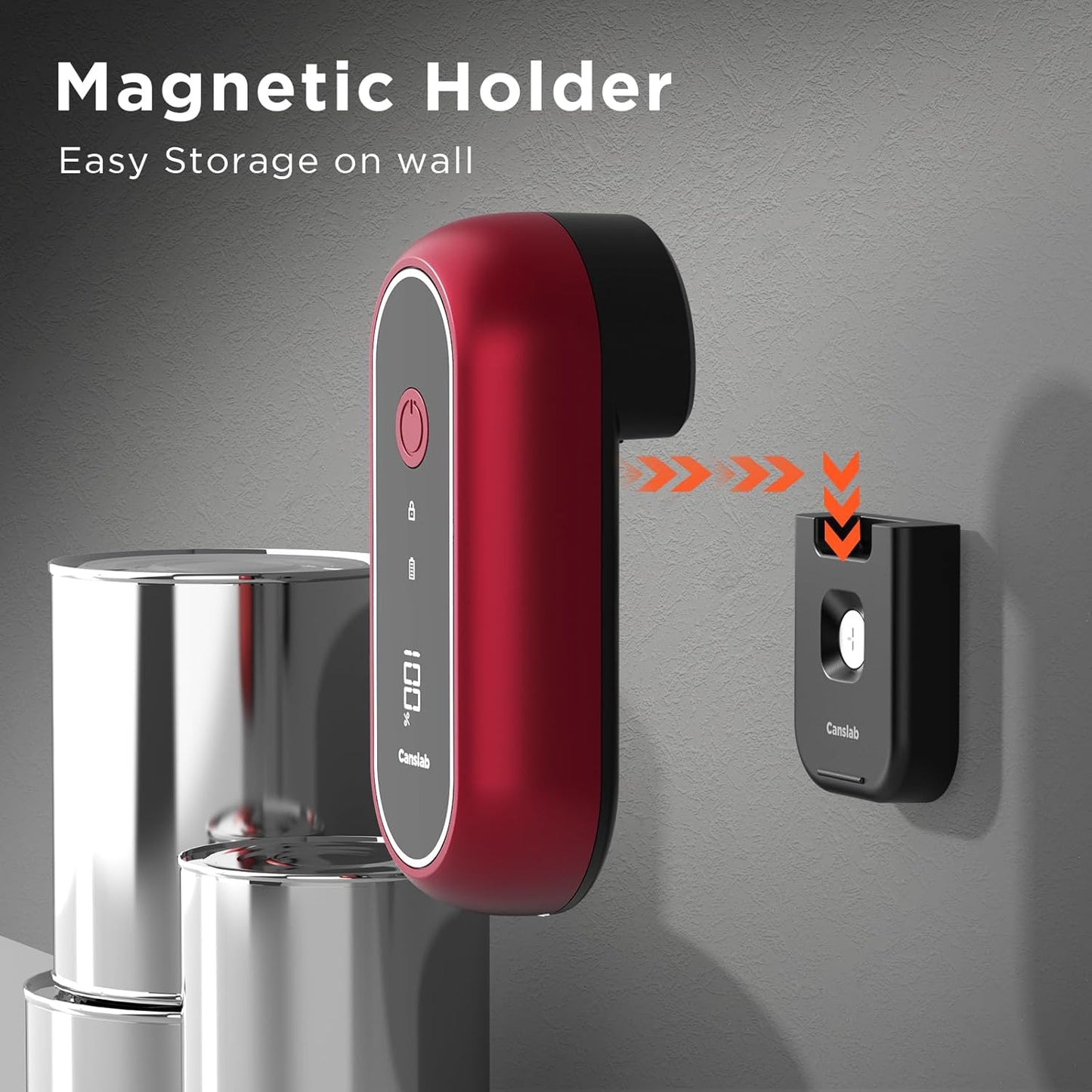 Canslab Turbo Rechargeable Can Opener - Professional Grade Blade, Auto-Stop, LED Battery Life Display, Wall-mountable, Side Cut Electric Can Opener for Smooth Edge, Hands-free Operation,USB-C Charging
