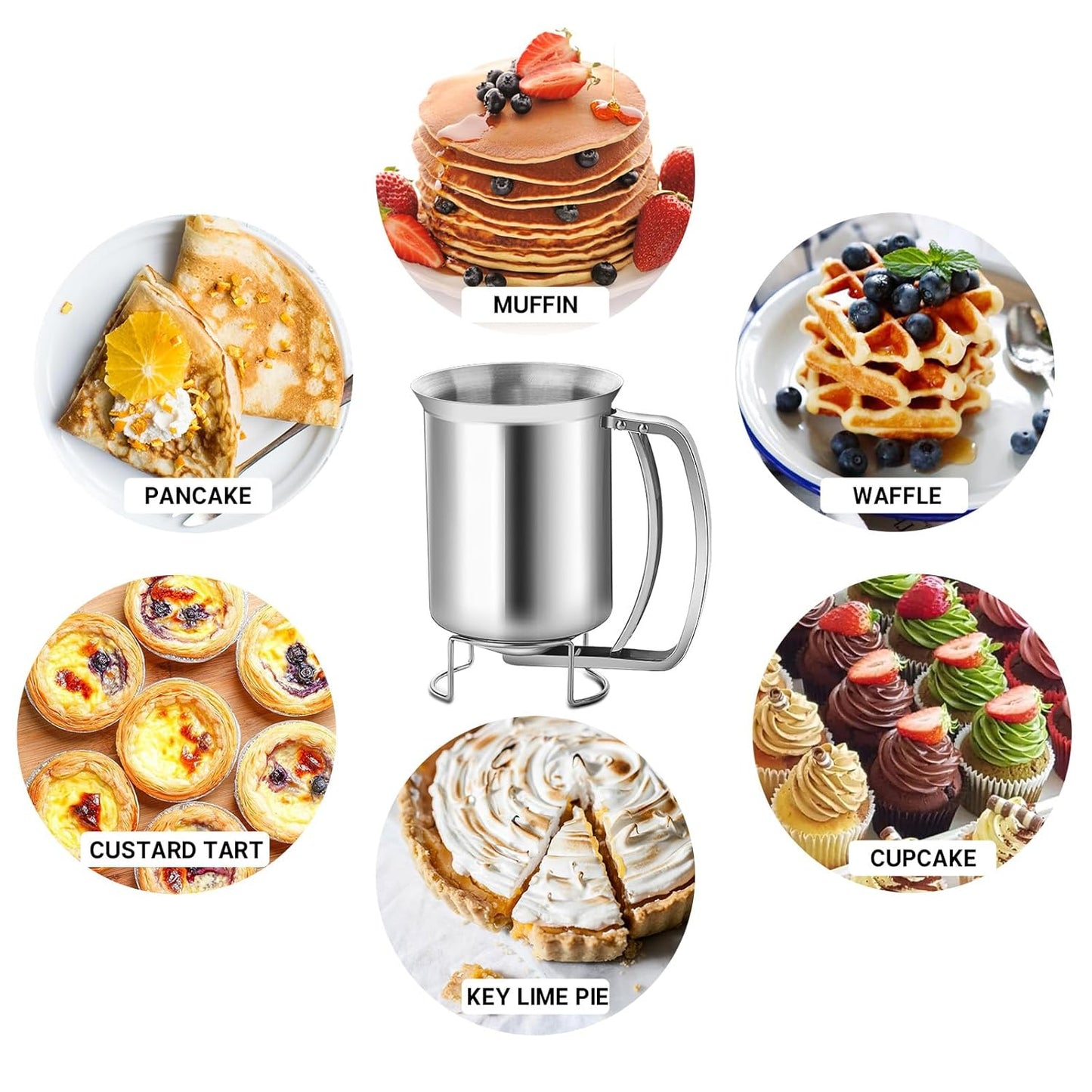 Stainless Steel Pancake Batter Dispenser - Perfect for Pancakes, Cupcakes, Muffins, and Waffles(800ml)