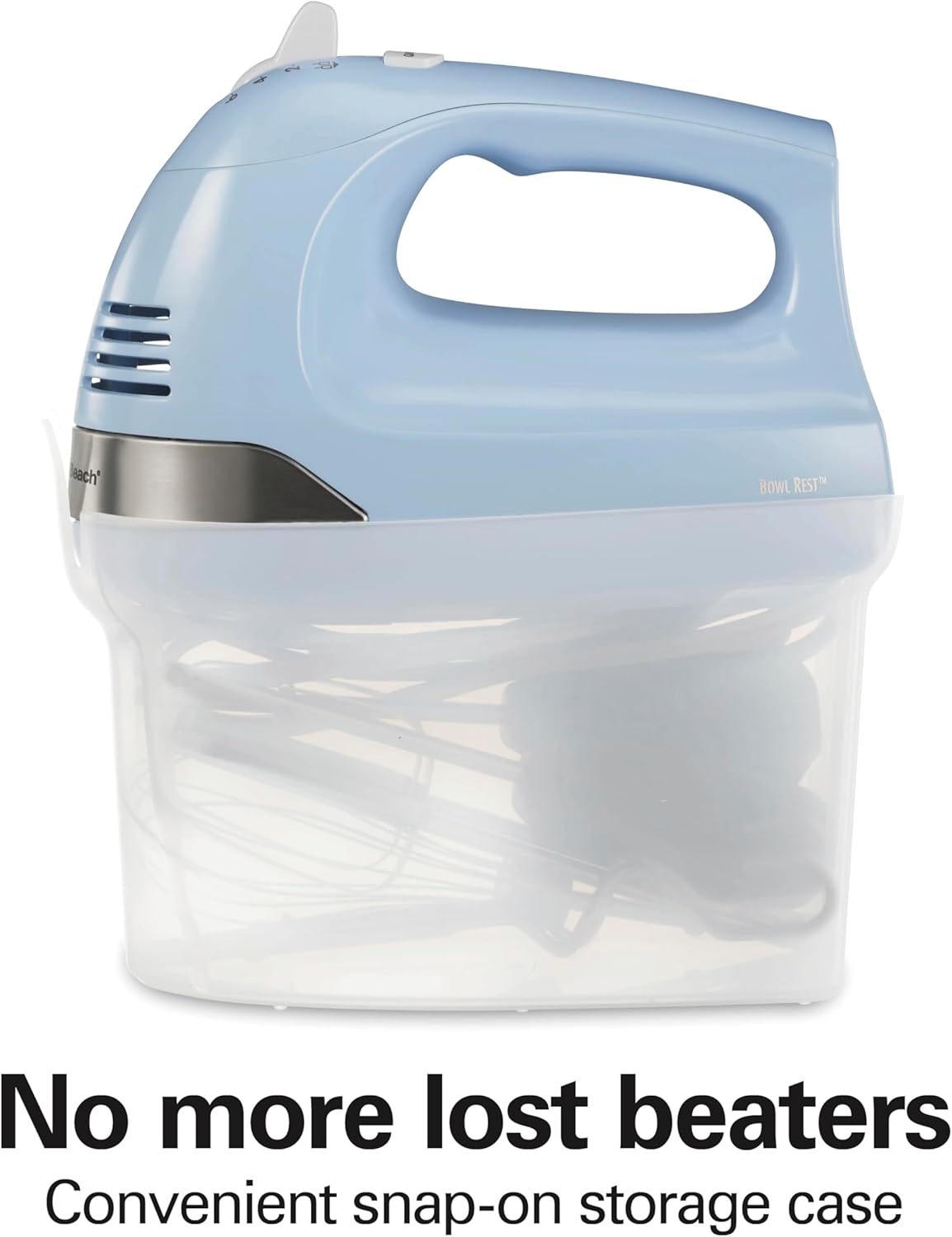 Hamilton Beach 6-Speed Electric Hand Mixer with Whisk, Dough Hooks and Easy Clean Beaters, Powerful 275 Watt Motor, Snap-On Storage Case, Black
