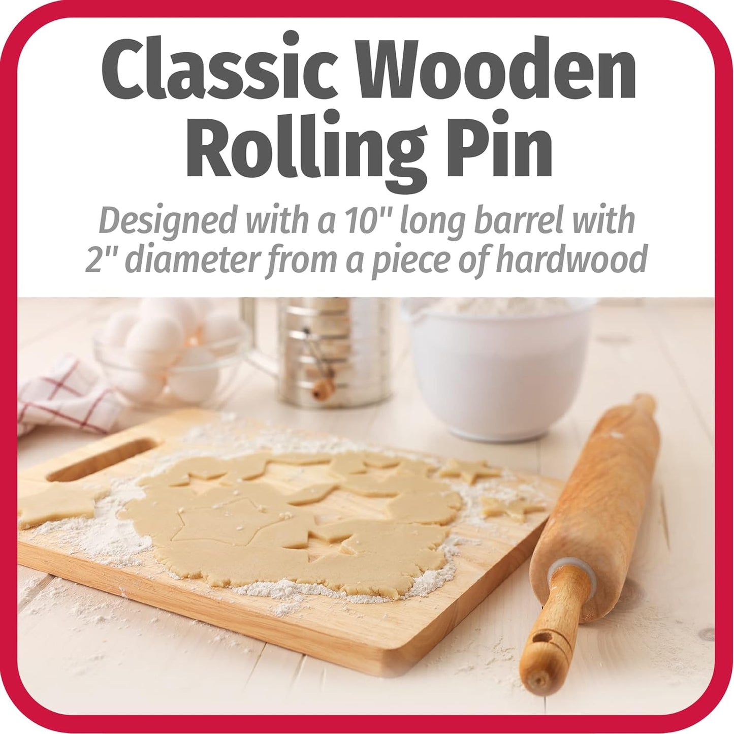 GoodCook Classic Wooden Rolling Pin with Easy Roll Bearings