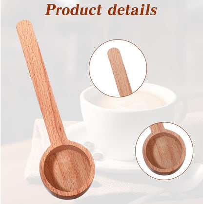Wooden Coffee Spoon, Long Handle Wooden Tablespoon Scoop 6.49 Inch Wooden Coffee Ground Spoon Food Jar Scoops for Deep Jars and Containers, Ground Beans or Tea, Kitchen Tools Utensils