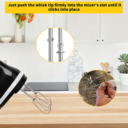 Hand Mixer Beaters Attachments for KitchenAid KHM512 KHM6118 KHM7210 KHM926, Including Turbo Beater, Pro Whisk, Dough Hooks, Blending Rod, Set of 6